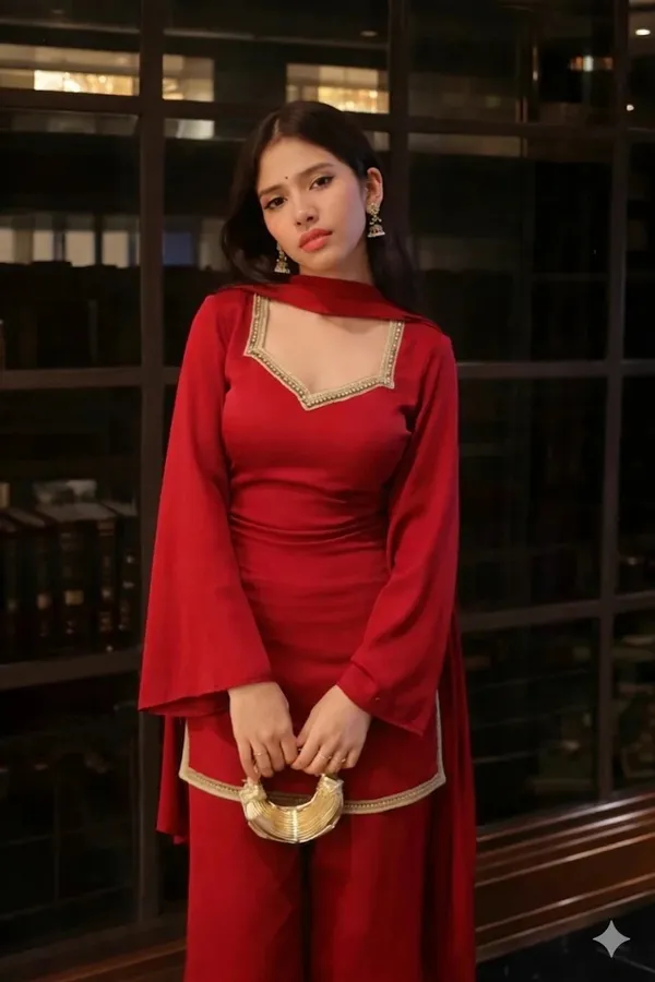 Red_Georgette_Ethnic_Kurta_With_Palazzo_And_Dupatta_Set_For_Women