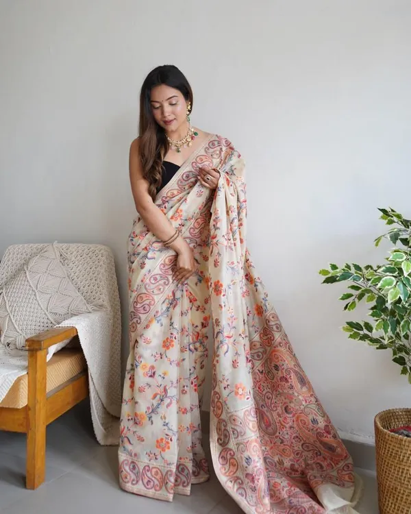 Cream_Premium_Silk_Saree_For_Women