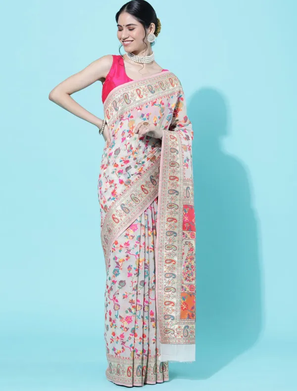 White_Premium_Silk_Saree_For_Women