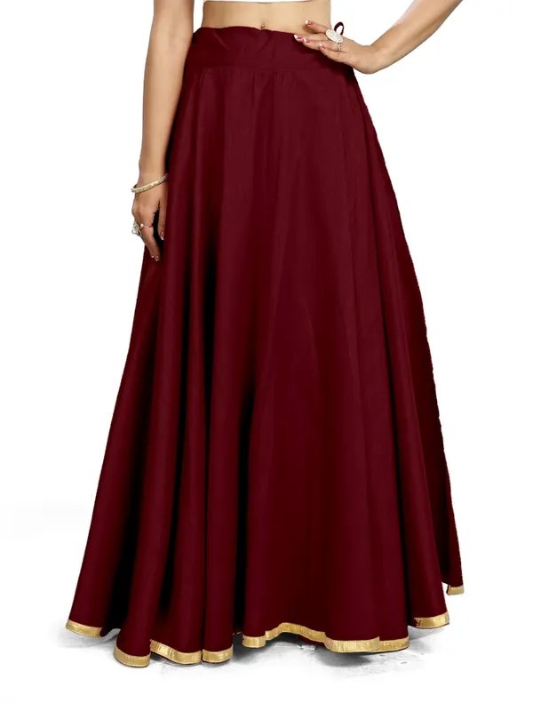 Maroon_Polyester_Solid_Lehenga_Skirt_For_Women