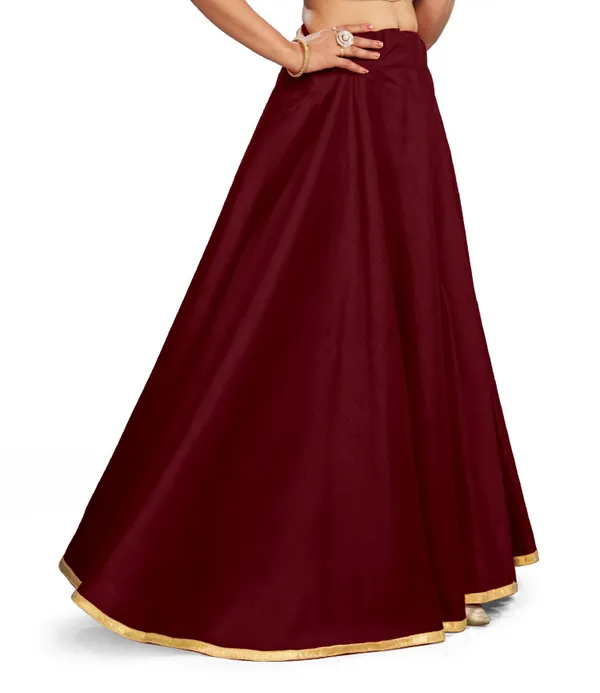Maroon_Polyester_Solid_Lehenga_Skirt_For_Women