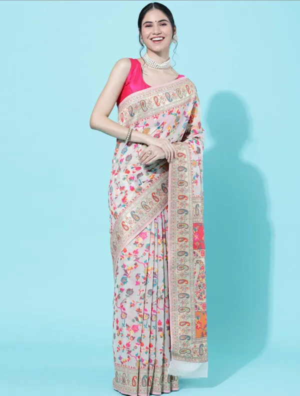 White_Premium_Silk_Saree_For_Women