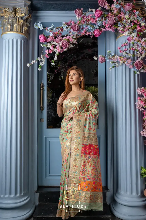 Mint_Green_Silk_Floral_Jacquard_Handloom_Saree_For_Women