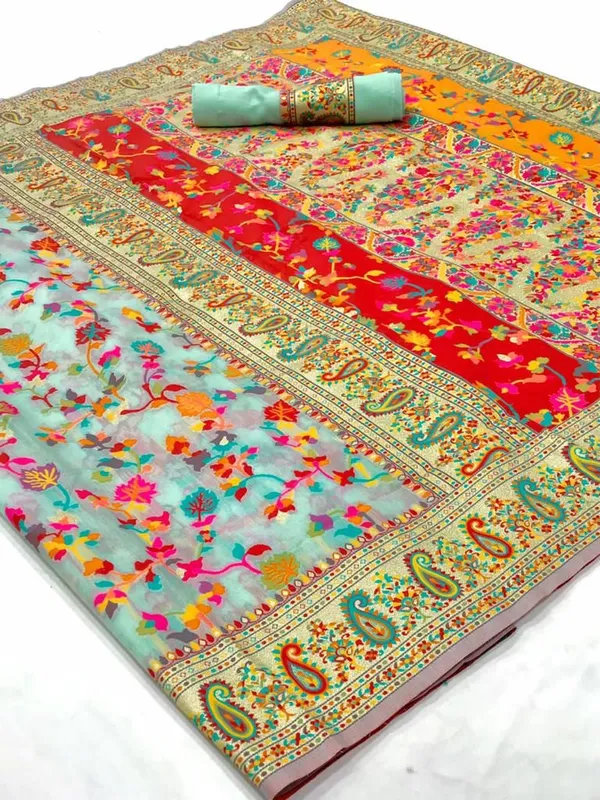 Mint_Green_Silk_Floral_Jacquard_Handloom_Saree_For_Women