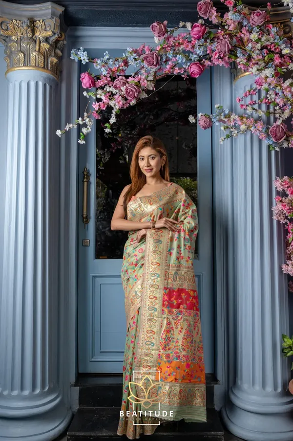 Mint_Green_Silk_Floral_Jacquard_Handloom_Saree_For_Women