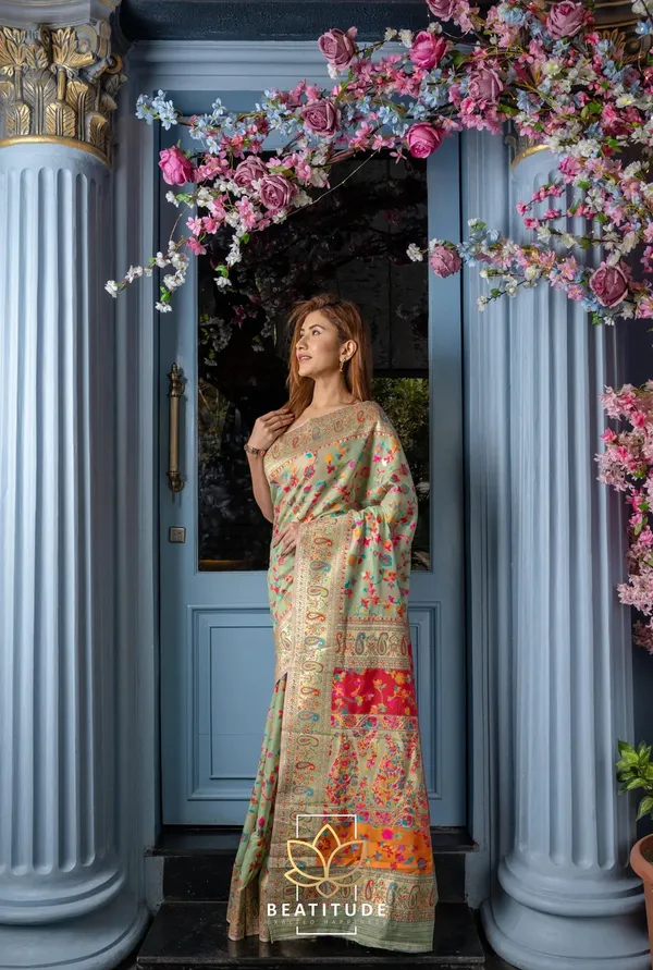 Mint_Green_Silk_Floral_Jacquard_Handloom_Saree_For_Women