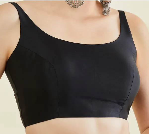 Black_Silk_Sleeveless_Cropped_Blouse_For_Women