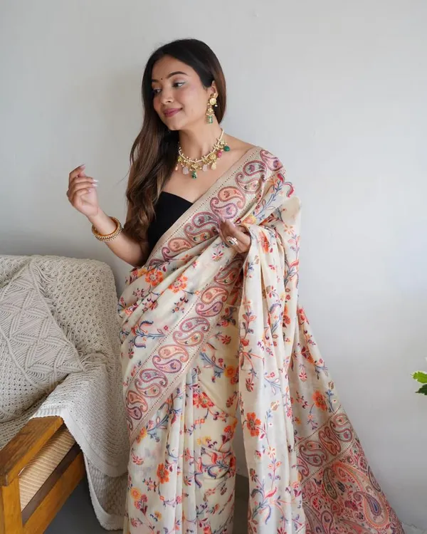 Cream_Premium_Silk_Saree_For_Women