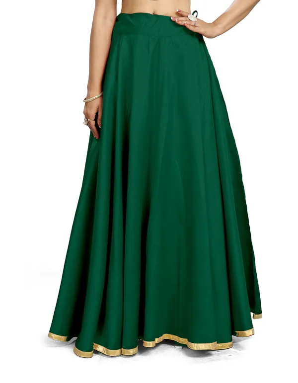 Green_Polyester_Solid_Full_Flare_Double_Ghera_Lehenga_Skirt_For_Women