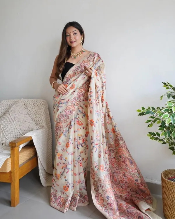 Cream_Premium_Silk_Saree_For_Women