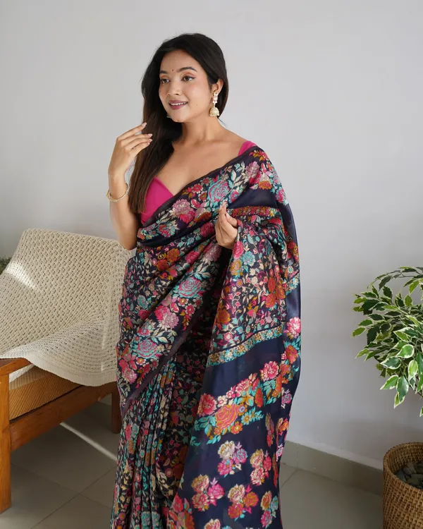 Black_Silk_Floral_Printed_Saree_For_Women