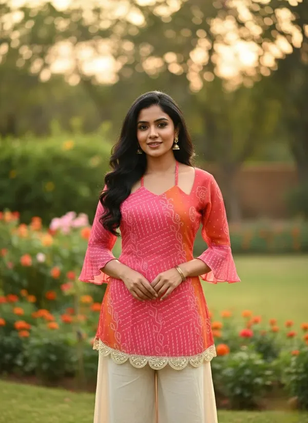 Pink_Georgette_Relaxed_Fit_Printed_Kurti_For_Women