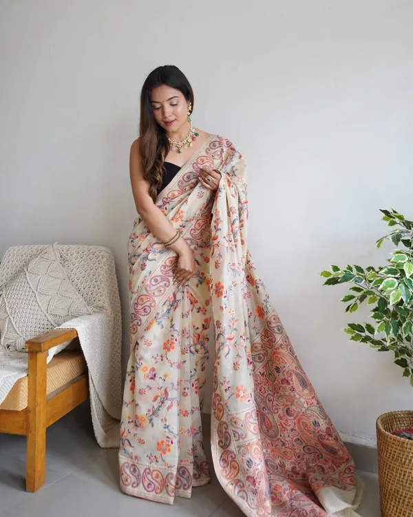 Cream_Premium_Silk_Saree_For_Women