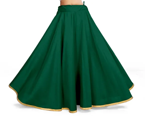 Green_Polyester_Solid_Full_Flare_Double_Ghera_Lehenga_Skirt_For_Women