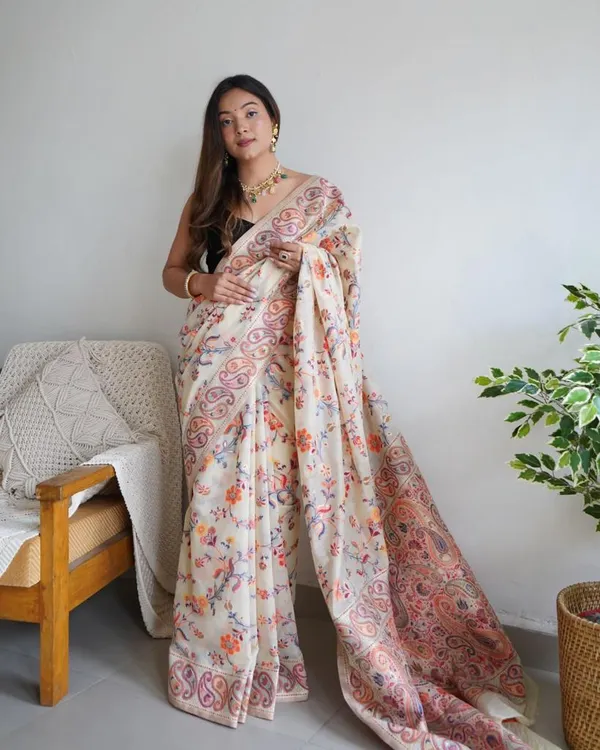 Cream_Premium_Silk_Saree_For_Women