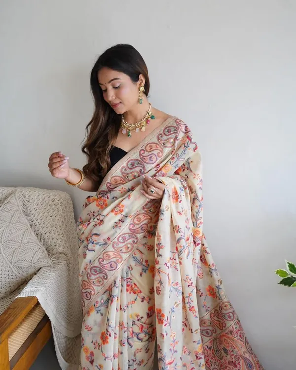Cream_Premium_Silk_Saree_For_Women