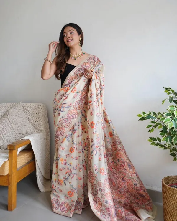 Cream_Premium_Silk_Saree_For_Women