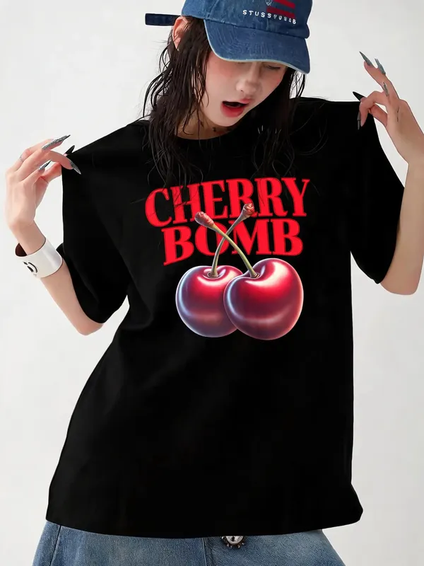 Women's_|_CHERRY_BOMB_|_BLACK_Oversized_Graphic_Printed_T-Shirt_|_100%_Cotton