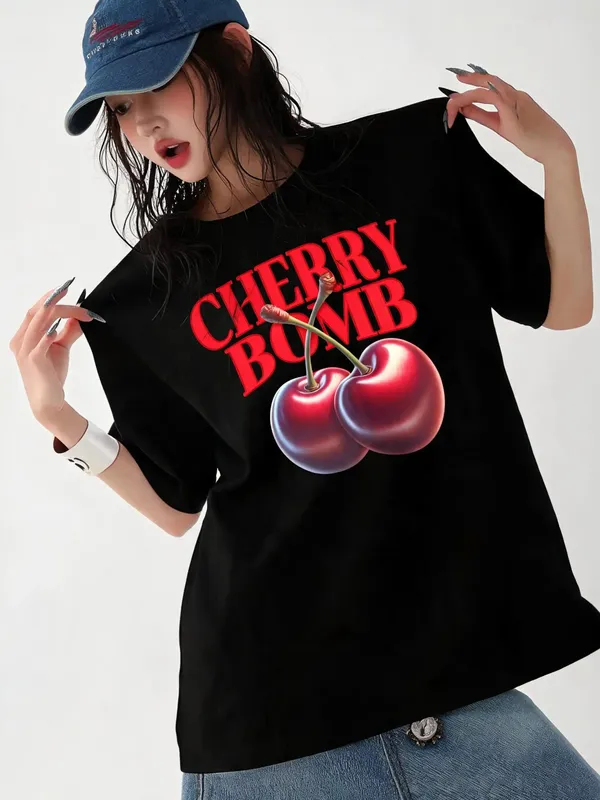 Women's_|_CHERRY_BOMB_|_BLACK_Oversized_Graphic_Printed_T-Shirt_|_100%_Cotton