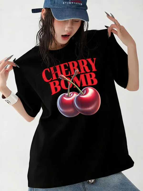 Women's_|_CHERRY_BOMB_|_BLACK_Oversized_Graphic_Printed_T-Shirt_|_100%_Cotton