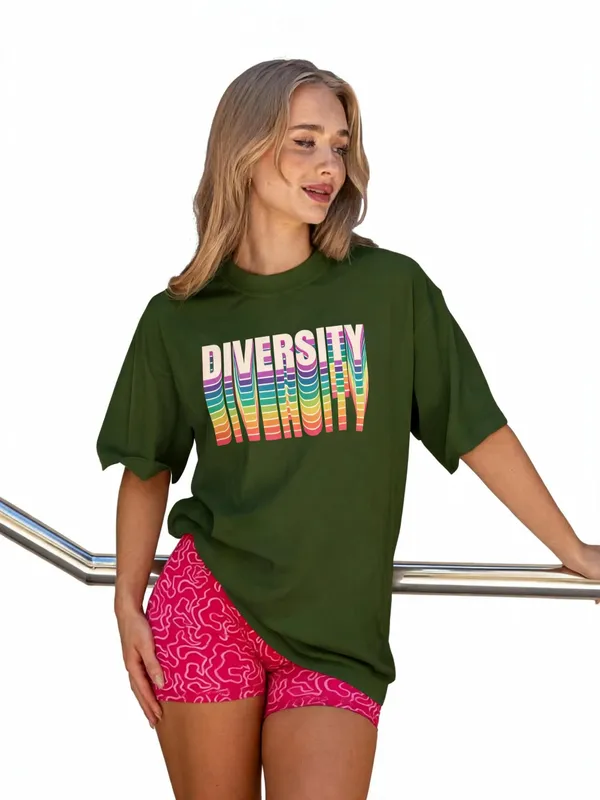 Men's_&_Women's_|_DIVERSITY_|_BOTTLE_GREEN_Oversized_Graphic_Printed_T-Shirt_|_100%_Cotton
