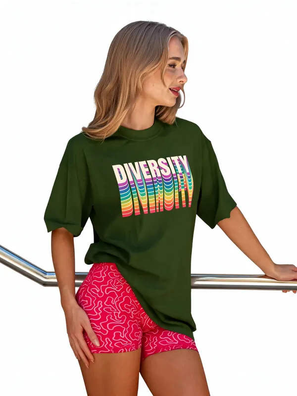 Men's_&_Women's_|_DIVERSITY_|_BOTTLE_GREEN_Oversized_Graphic_Printed_T-Shirt_|_100%_Cotton