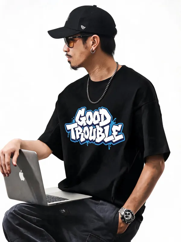 Men's_&_Women's_|_GOOD_TROUBLE_|_BLACK_Oversized_Graphic_Printed_T-Shirt_|_100%_Cotton