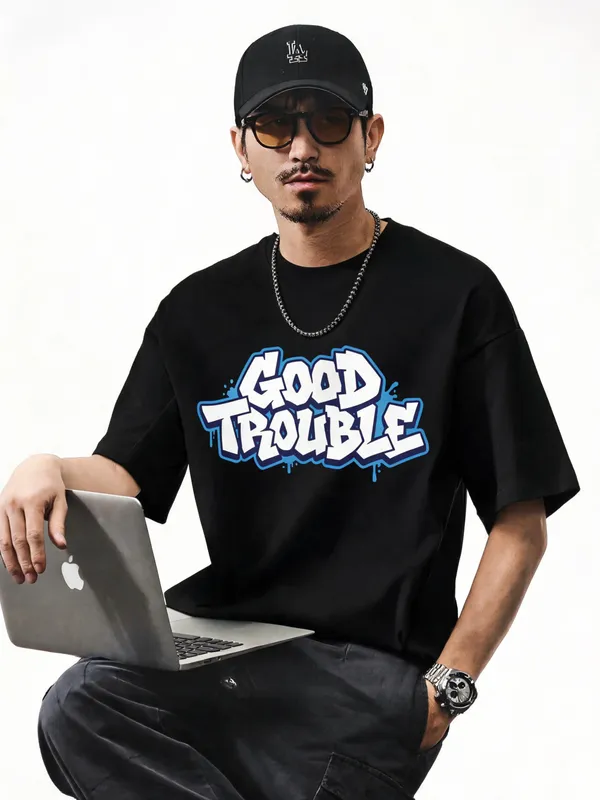 Men's_&_Women's_|_GOOD_TROUBLE_|_BLACK_Oversized_Graphic_Printed_T-Shirt_|_100%_Cotton