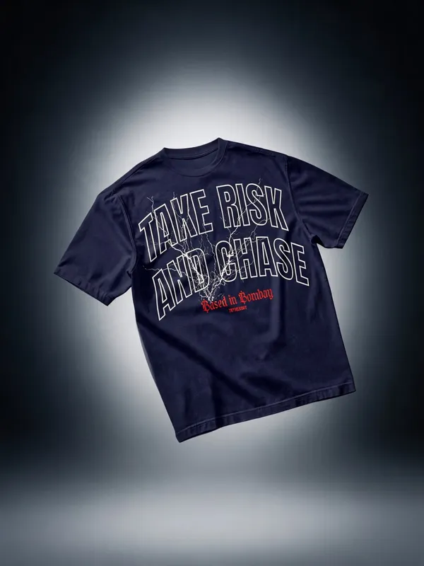 Men's_&_Women's_|_TAKE_RISK_AND_CHASE_|_NAVY_BLUE_Oversized_Graphic_Printed_T-Shirt_|_100%_Premium_Terry_Cotton