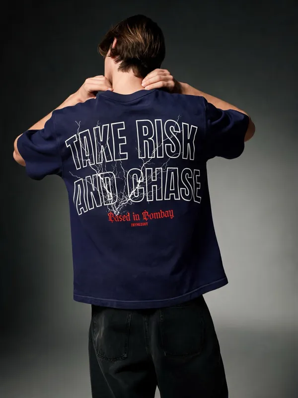Men's_&_Women's_|_TAKE_RISK_AND_CHASE_|_NAVY_BLUE_Oversized_Graphic_Printed_T-Shirt_|_100%_Premium_Terry_Cotton