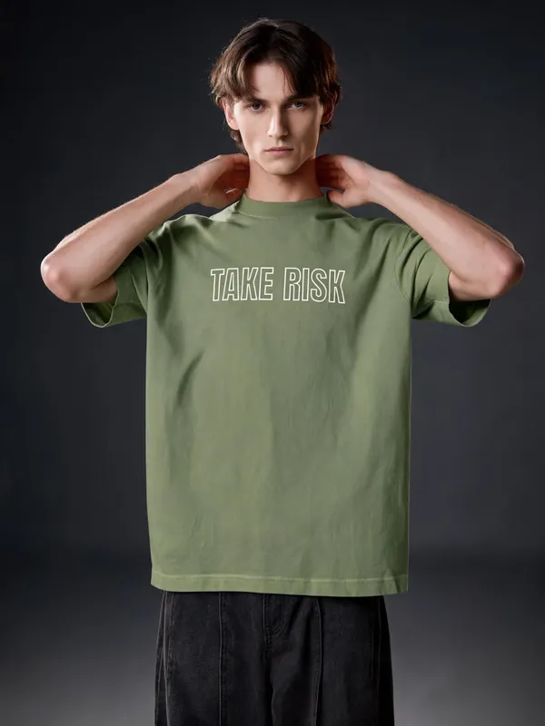 Men's_&_Women's_|_TAKE_RISK_AND_CHASE_|_OLIVE_GREEN_Oversized_Graphic_Printed_T-Shirt_|_100%_Premium_Terry_Cotton