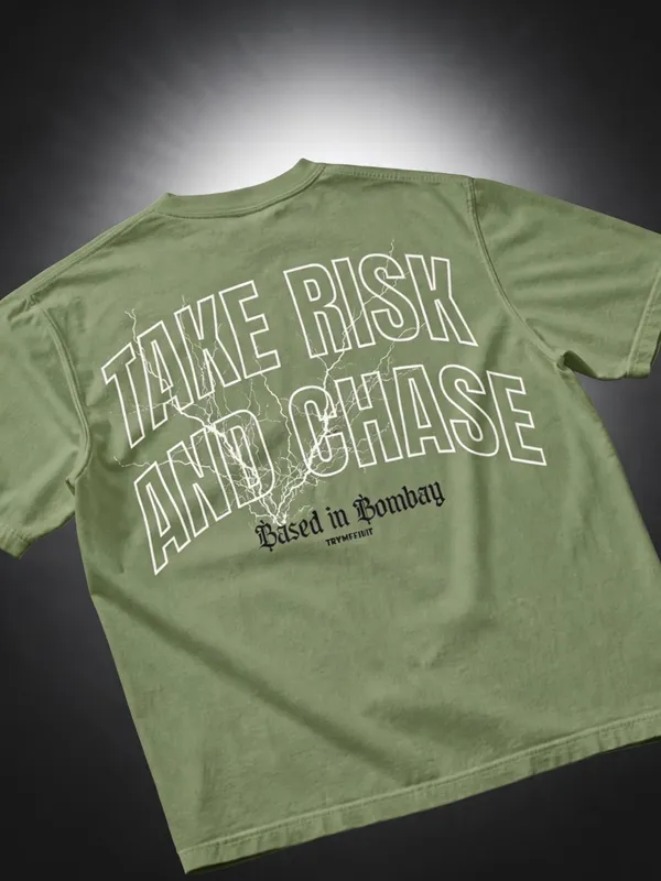 Men's_&_Women's_|_TAKE_RISK_AND_CHASE_|_OLIVE_GREEN_Oversized_Graphic_Printed_T-Shirt_|_100%_Premium_Terry_Cotton