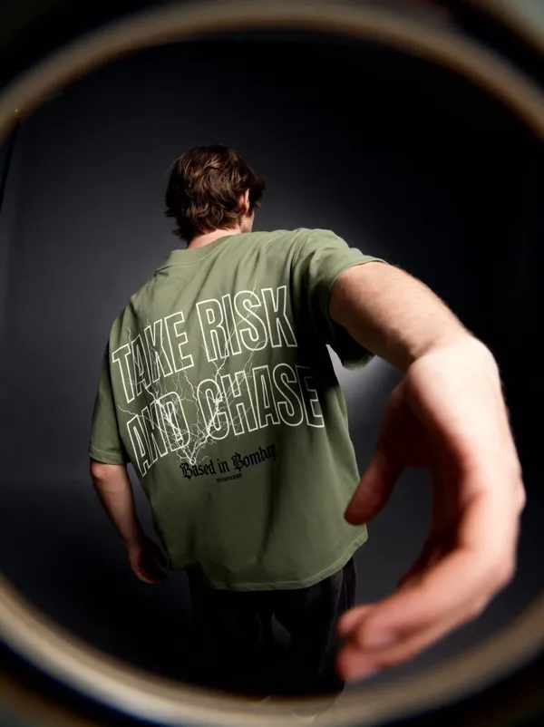 Men's_&_Women's_|_TAKE_RISK_AND_CHASE_|_OLIVE_GREEN_Oversized_Graphic_Printed_T-Shirt_|_100%_Premium_Terry_Cotton