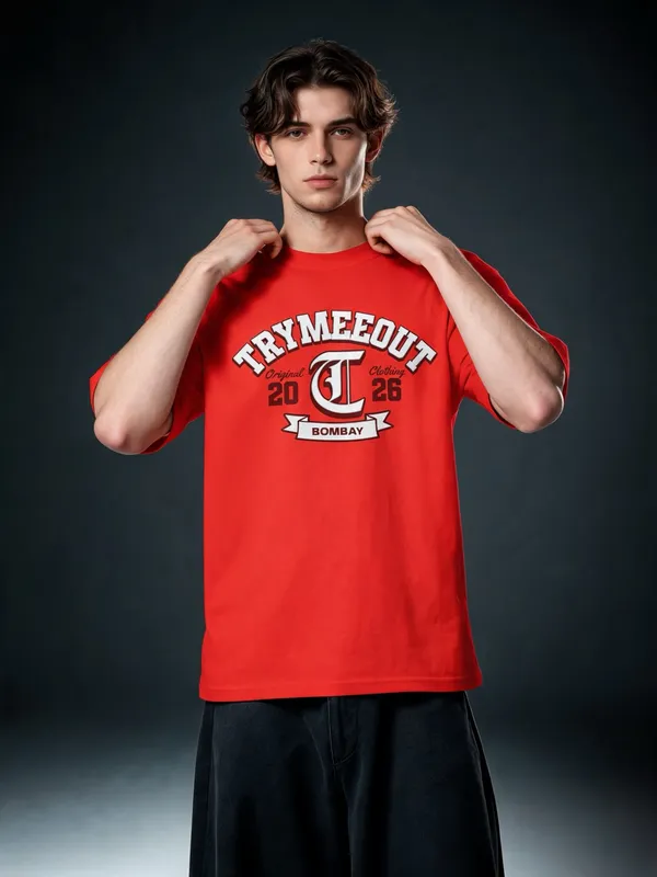Men's_&_Women's_|_TRYMEEOUT_BOMBAY_2026__|_RED_Oversized_Graphic_Printed_T-Shirt_|_100%_Cotton
