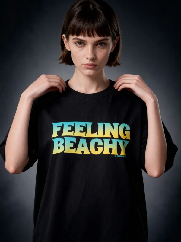 Men's_&_Women's_|_FEELING_BEACHY_|_BLACK_Oversized_Graphic_Printed_T-Shirt_|_100%_Cotton