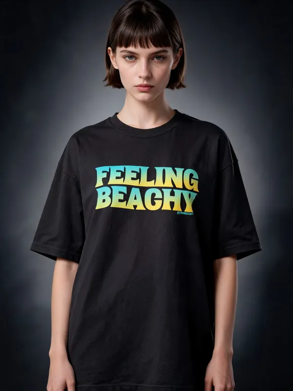 Men's_&_Women's_|_FEELING_BEACHY_|_BLACK_Oversized_Graphic_Printed_T-Shirt_|_100%_Cotton