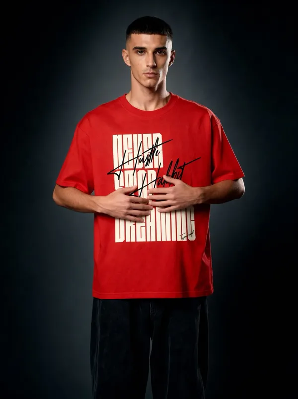 Men's_&_Women's_|_NEVER_STOP_DREAMING_|_RED_Oversized_Graphic_Printed_T-Shirt_|_100%_Cotton
