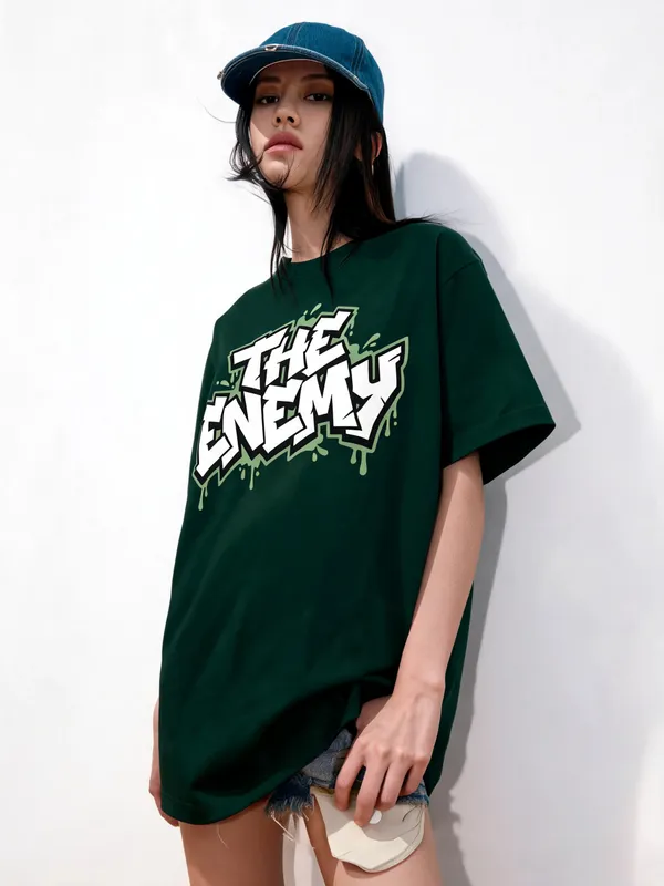 Men's_&_Women's_|_THE_ENEMY_|_BOTTLE_GREEN_Oversized_Graphic_Printed_T-Shirt_|_100%_Cotton