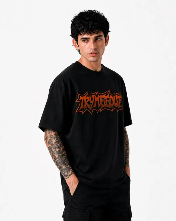 Men's_&_Women's_|_TRYMEEOUT_ORANGE_DISTORTED_GRAFFITI_|_BLACK_Oversized_Graphic_Printed_T-Shirt_|_100%_Cotton