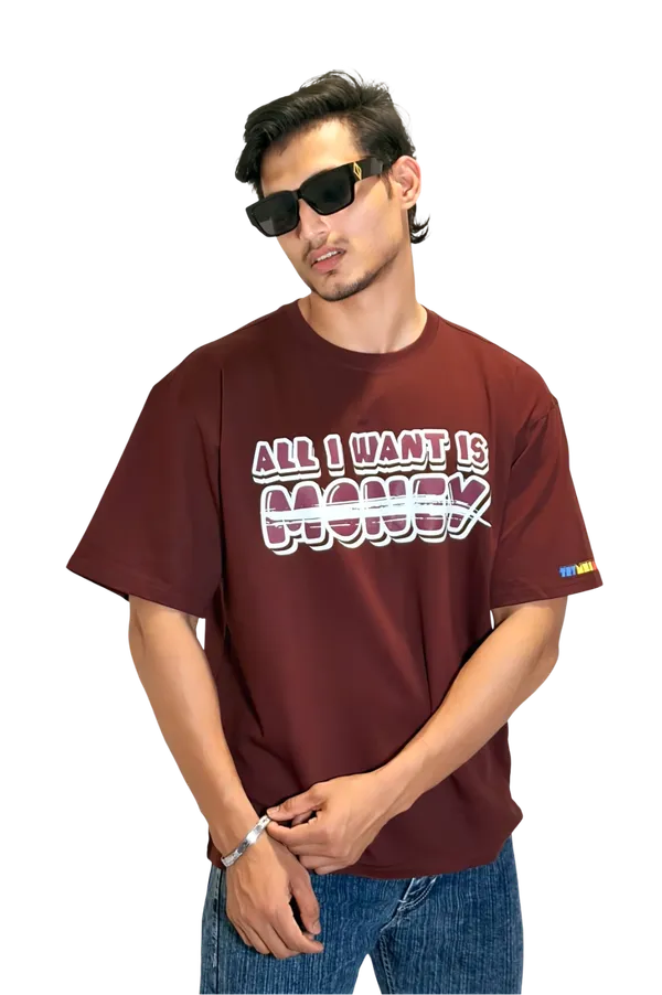 Men's_&_Women's_|_ALL_I_WANT_IS_MONEY_|_MAROON_Oversized_Graphic_Printed_T-Shirt_|_100%_Cotton