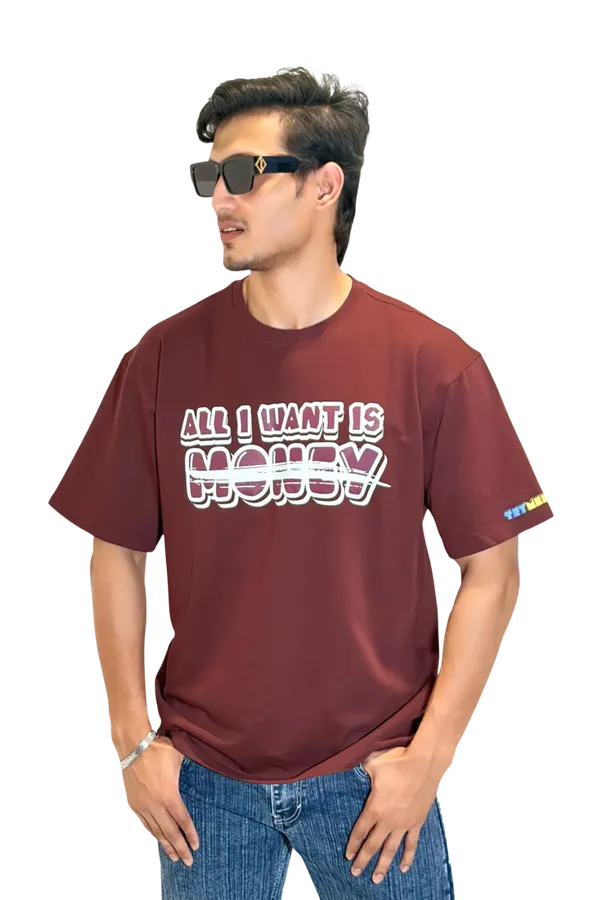 Men's_&_Women's_|_ALL_I_WANT_IS_MONEY_|_MAROON_Oversized_Graphic_Printed_T-Shirt_|_100%_Cotton