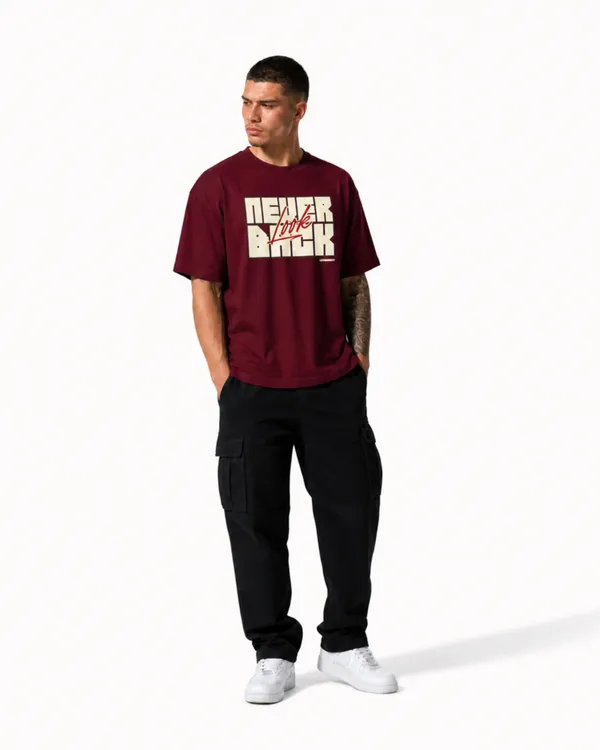 Men's_&_Women's_|_NEVER_LOOK_BACK_|_MAROON_Oversized_Graphic_Printed_T-Shirt_|_100%_Cotton