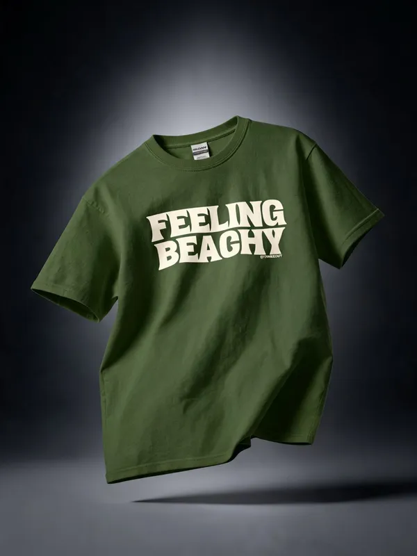 Men's_&_Women's_|_FEELING_BEACHY_|_OLIVE_GREEN_Oversized_Graphic_Printed_T-Shirt_|_100%_Premium_Terry_Cotton