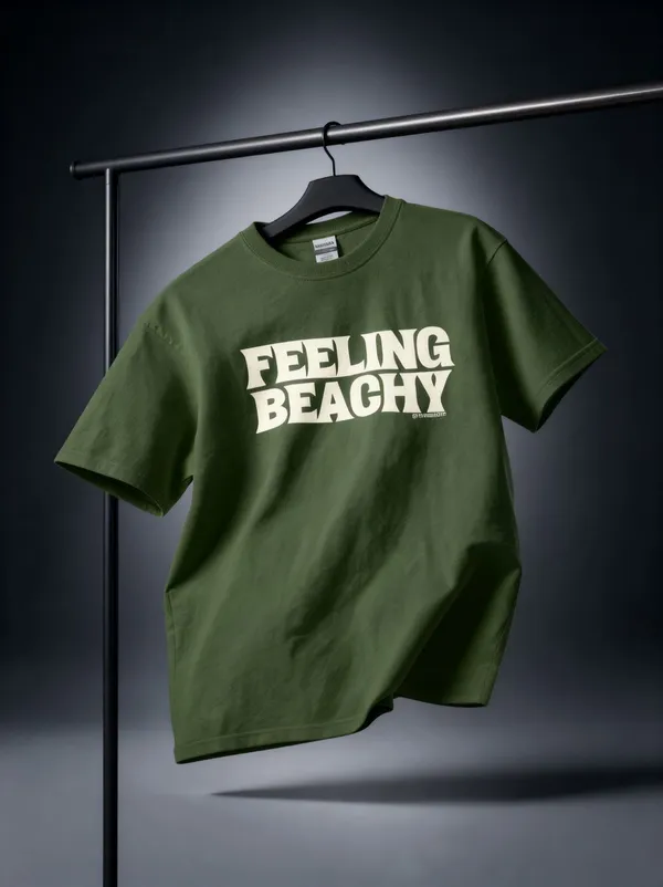 Men's_&_Women's_|_FEELING_BEACHY_|_OLIVE_GREEN_Oversized_Graphic_Printed_T-Shirt_|_100%_Premium_Terry_Cotton