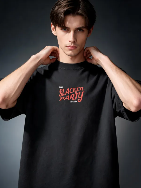 Men's_&_Women's_|_THE_SLACKER_PARTY_|_BLACK_Oversized_Graphic_Printed_T-Shirt_|_100%_Premium_Terry_Cotton
