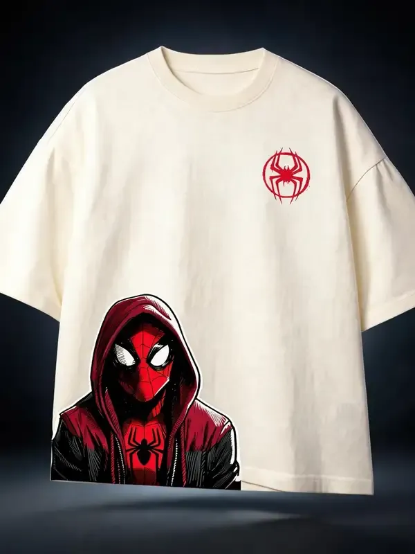 Spiderman_Black_And_Cream_Graphic_T-Shirts_For_Couples