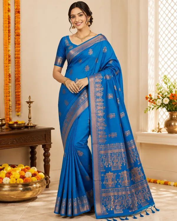 Banarasi_Kanjeevaram_Silk_Saree_with_Rich_Zari_Weaving_and_festive_and_wedding_wear_And_Party_Wear_collection_With_Tassels_Latkan_And_Blouse_Piece