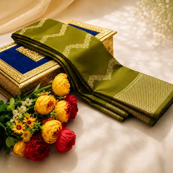 Olive_Green_Lightweight_Soft_Kanjeevaram_Silk_Saree_For_Women