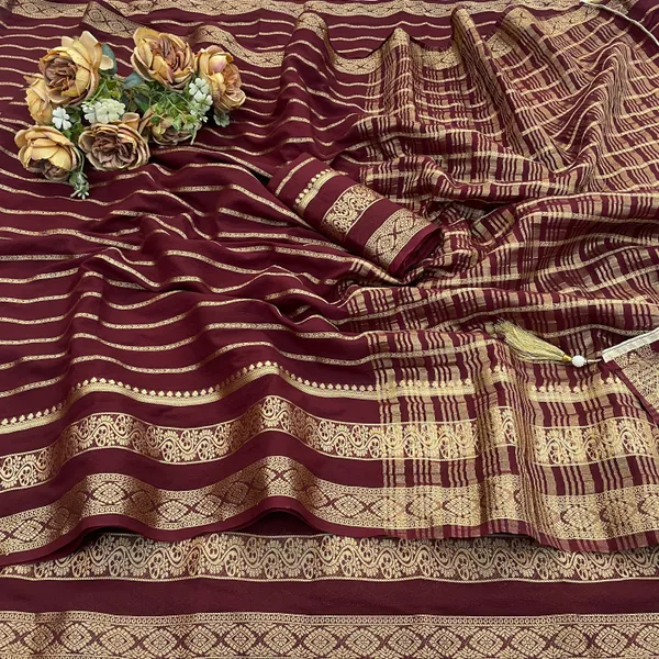 Maroon_Crepe_Silk_Saree_For_Women