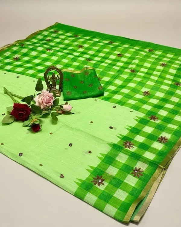 Green__Cotton_Linen_Saree_For_Women